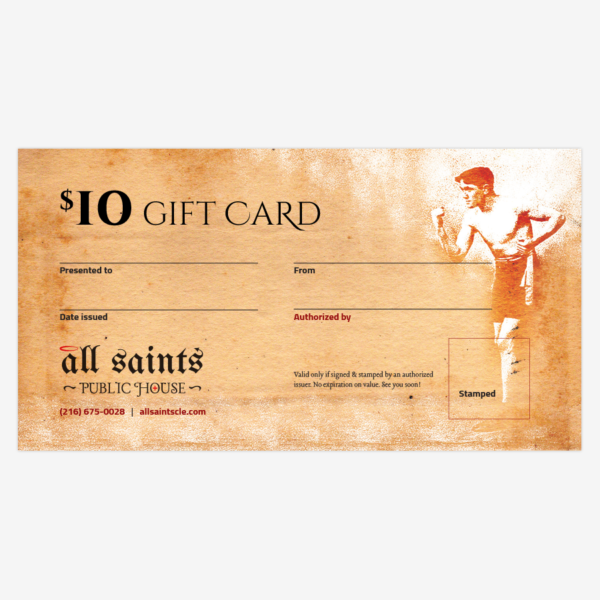 All Saints Public House Buy Gift Cards - 10 Dollars