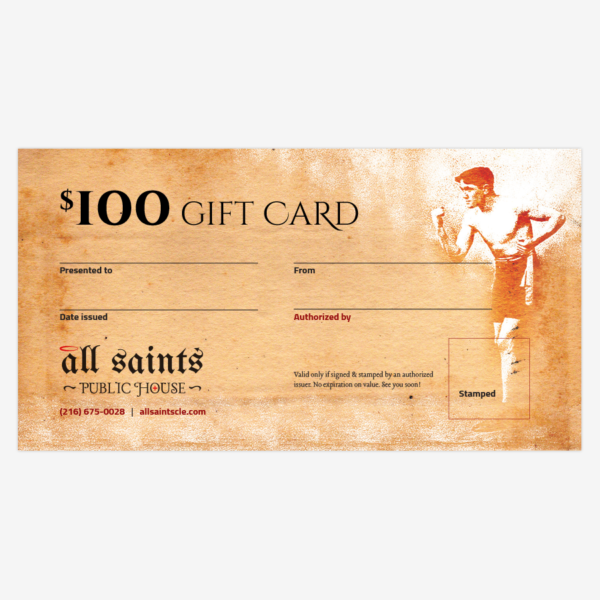 All Saints Public House Buy Gift Cards - 100 Dollars